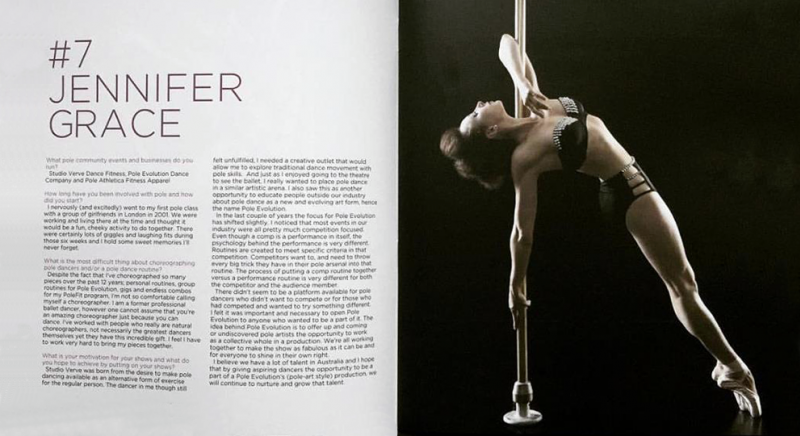 Jennifer Grace Australian Pole Dance Magazine Top 10 Most Influential Business Award Winning Studio Verve Pole Dance Class Winner