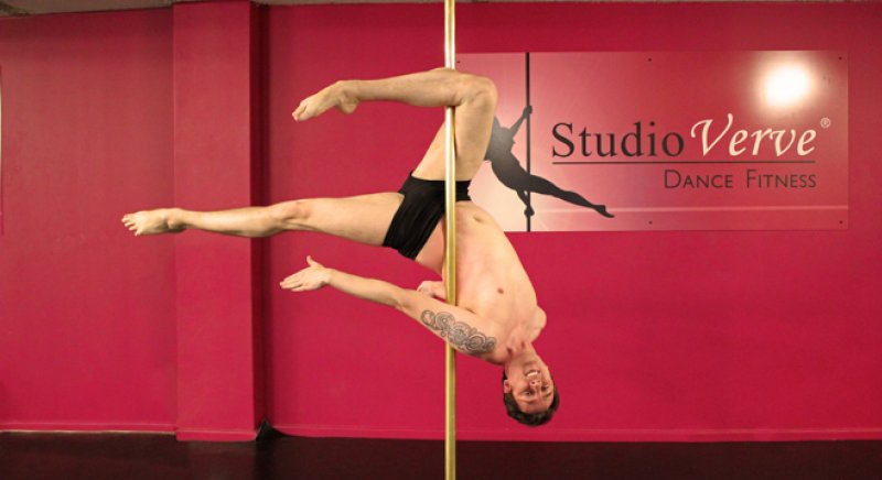 Studio Verve offers separate Men' Pole Dancing for Beginners, Intermediate and Advanced students
